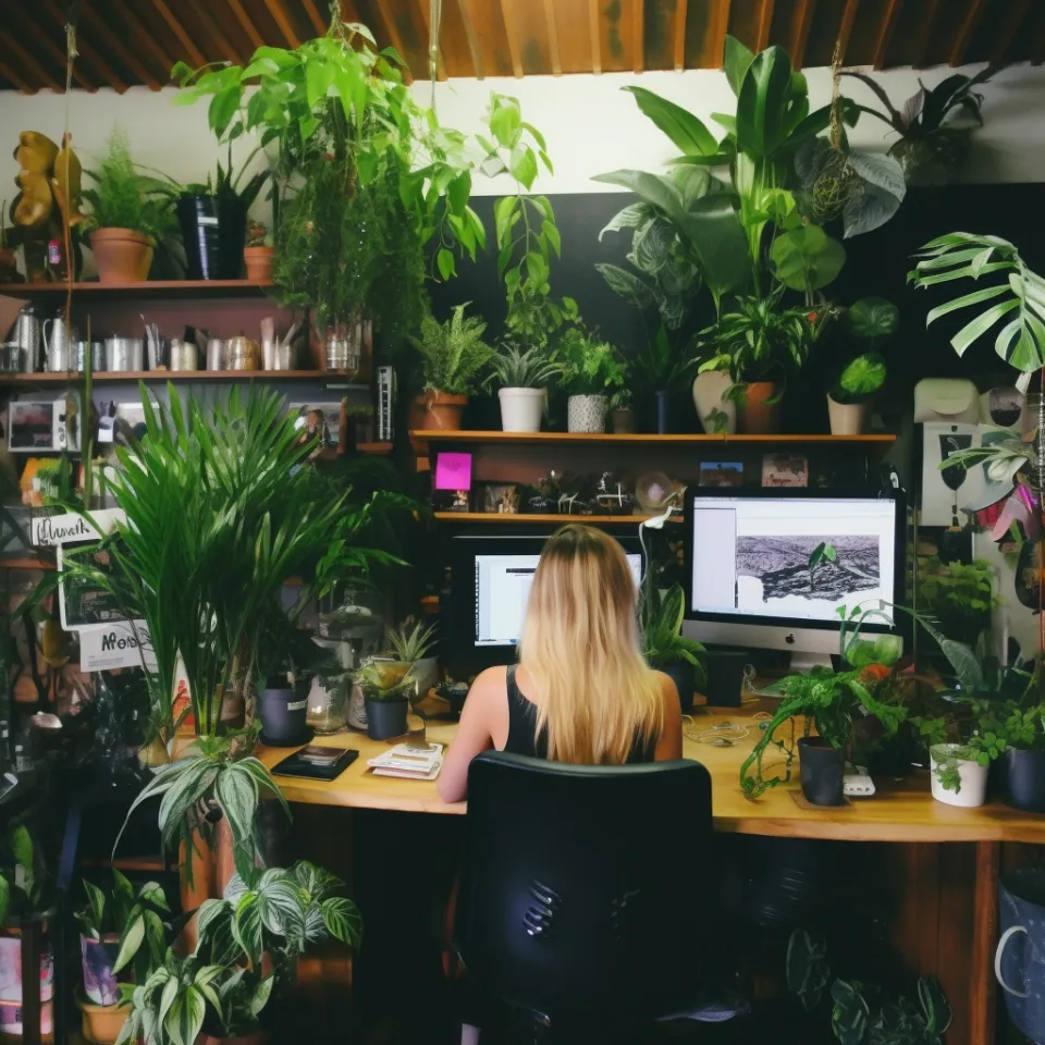 Caroline Fischer entspannt im eigenen Büro